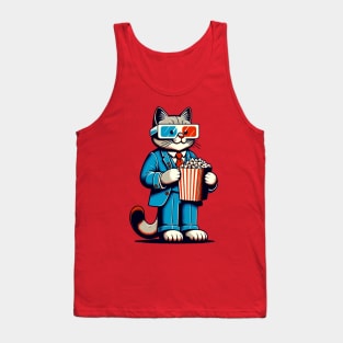 Cool cat eating popcorn Tank Top